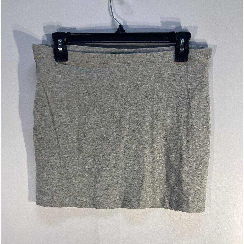H&M Basic Gray Mini Skirt Size M Heather Grey Jersey Knit Casual Elastic Waist